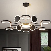 Đèn Thả Bàn Ăn 13 vòng tròn led 3 chế độ sáng thân đen TTK116T12 ĐEN W1000