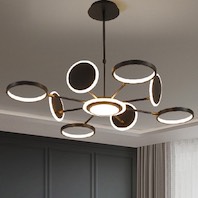 Đèn Thả 9 vòng tròn led 3 chế độ màu thân đen TTK116T8 ĐEN W900