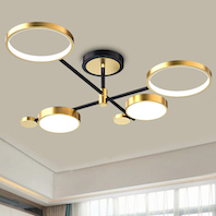 Đèn Chùm gắn sát trần 4 vòng tròn led 3 chế độ màu thân xi vàng TTK112T4 W900