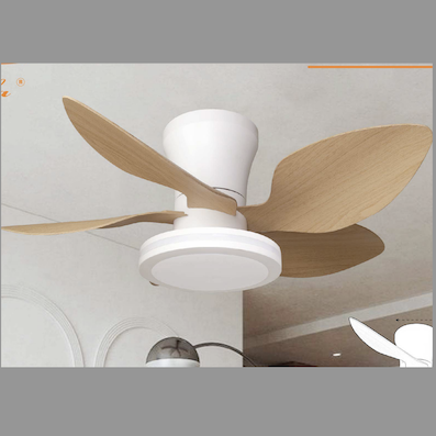 Quạt cho trần thấp 5 cánh nhựa ABS màu gỗ có đèn led 3 màu QVIFA-907 Ø700xC240
