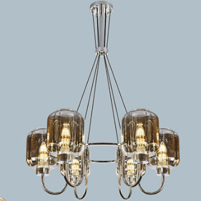 Đèn Chùm hiện đại 6 chụp thủy tinh trong TL 1631/6 Ø600xH1000
