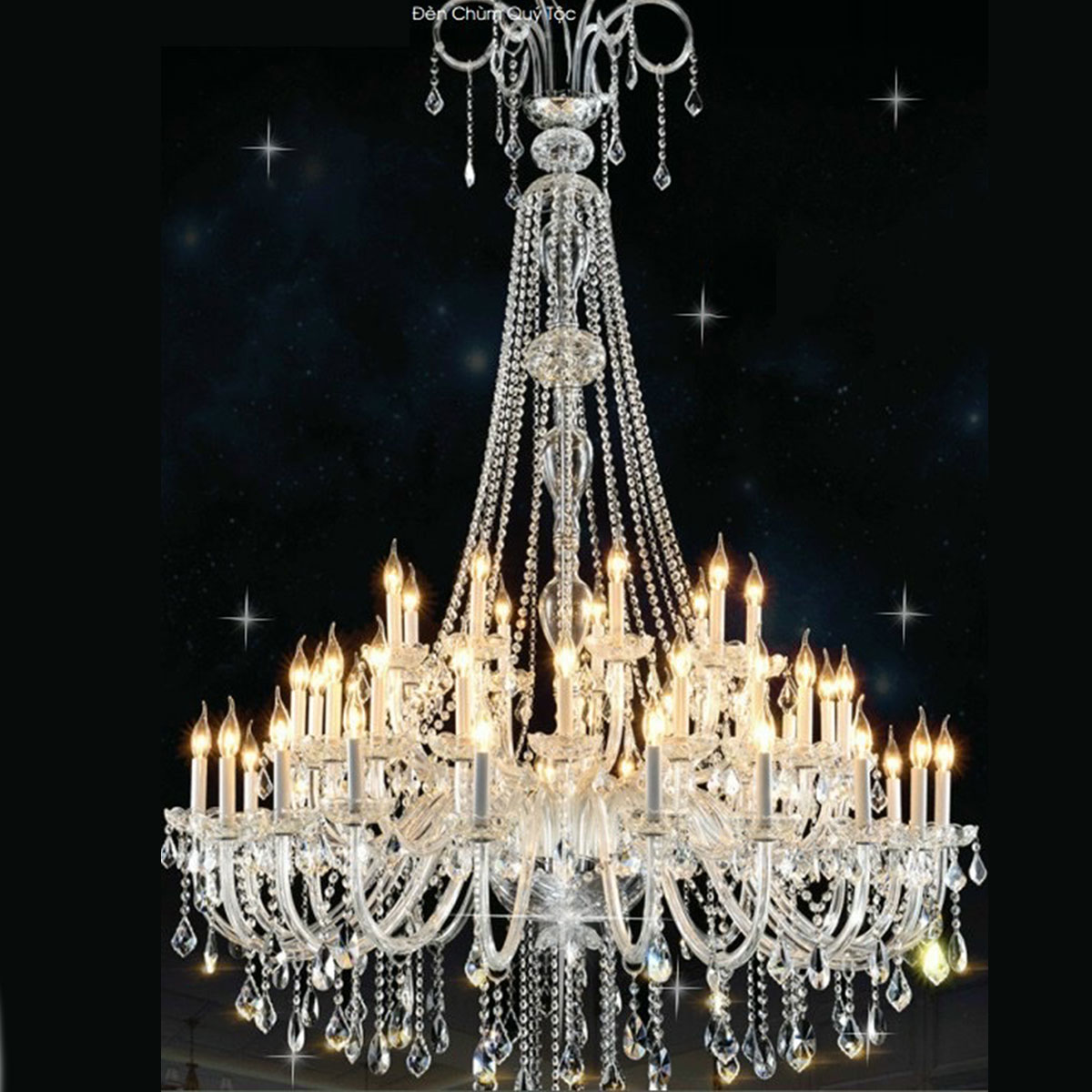 Đèn Chùm Pha Lê 45 Ngọn Nến đường kính 1,5 mét CNQT-271