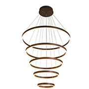 Đèn Thả 5 vòng tròn led màu nâu cafe 3 chế độ sáng  THD7051T5 Ø400-600-800-1000-1200xH3000