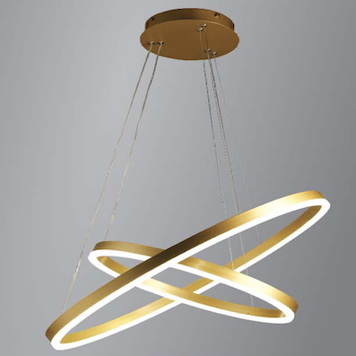 Đèn Thả 2 vòng tròn led viền vàng đường kính 40-60cm T-7637