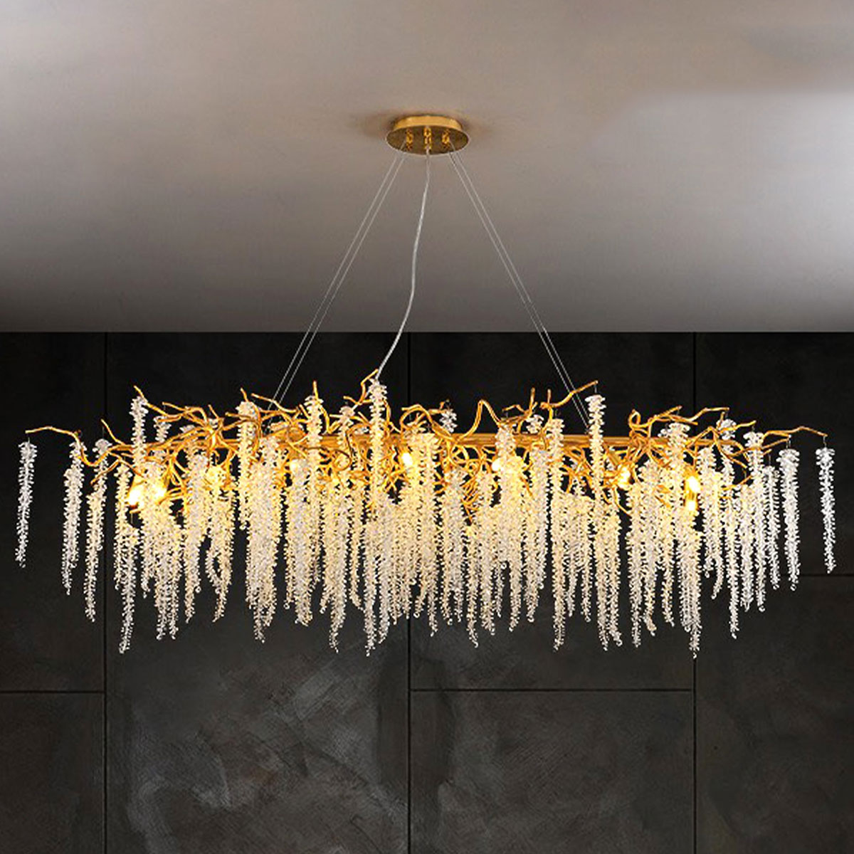 Đèn thả Pha Lê ngang 1,2m TPL912N1200 L1200xW400xH450