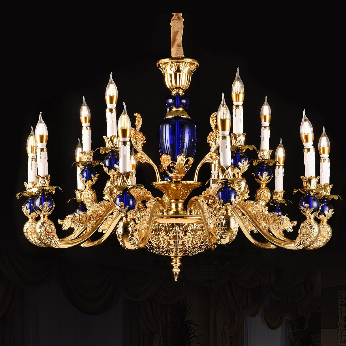 Đèn chùm cổ điển 15 ngọn nến DC6066T15 Ø950xH650