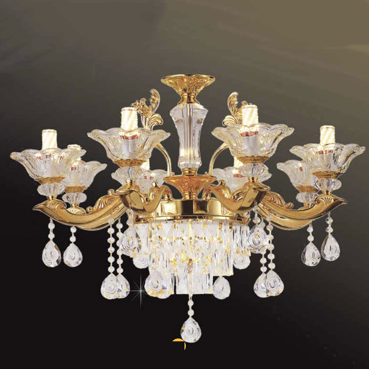 Đèn Chùm Pha Lê 8 ngọn nến đường kính 75cm CNQT-280