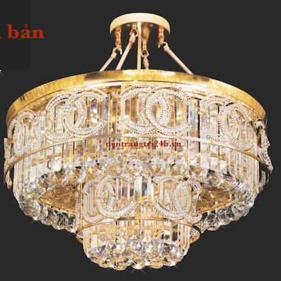 Đèn thả sát trần pha lê tròn 3 chế độ sáng MLF 616 Ø600xH500