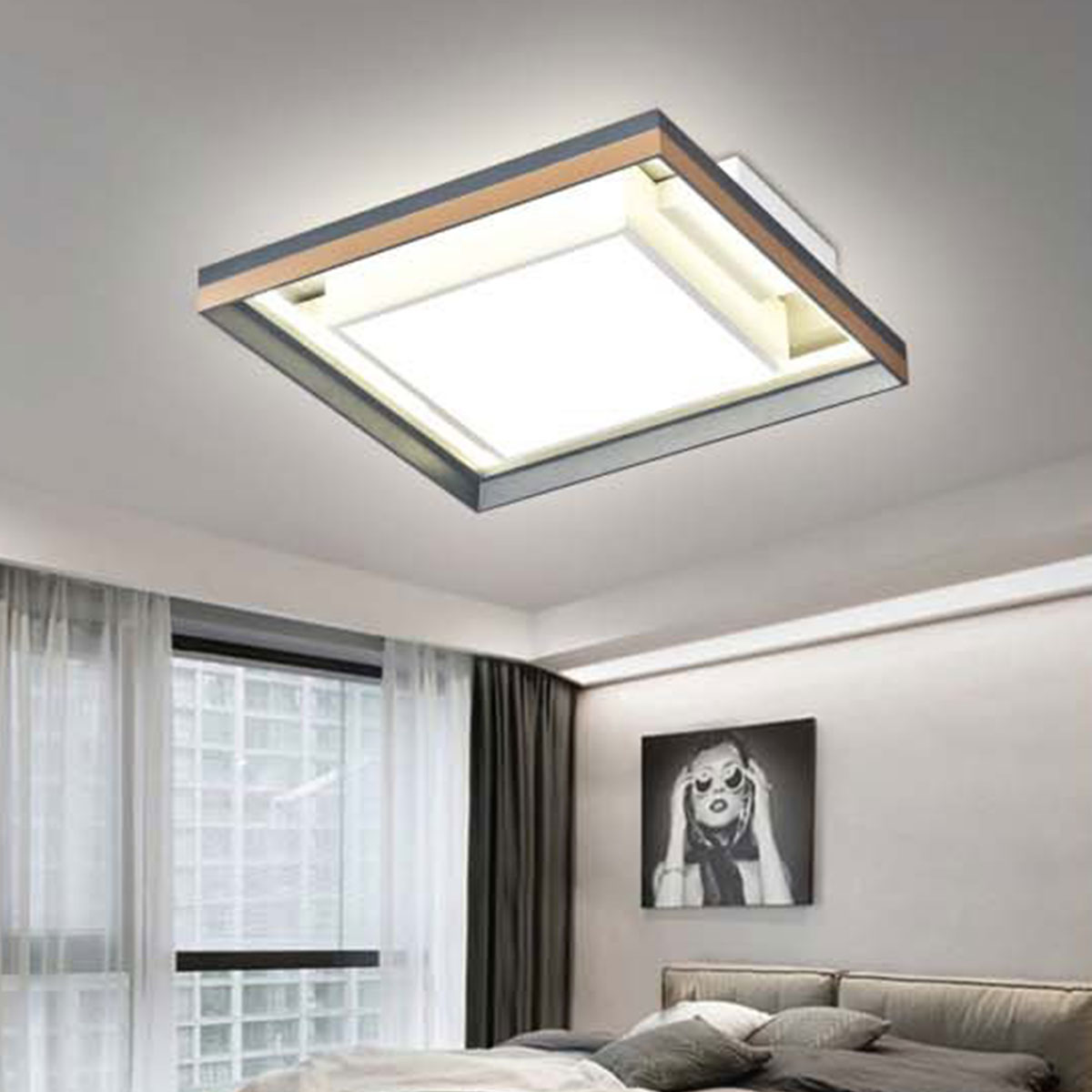 Đèn áp trần LED vuông 3 chế độ sáng MT-8714 Ø500xH100