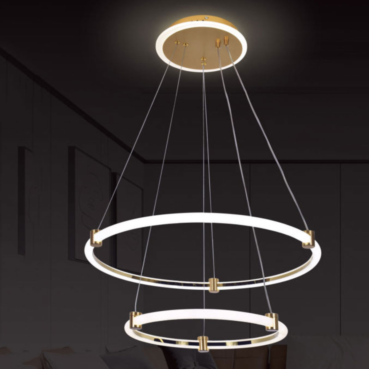 Đèn Thả 2 vòng led LED T 5201 Ø600-400