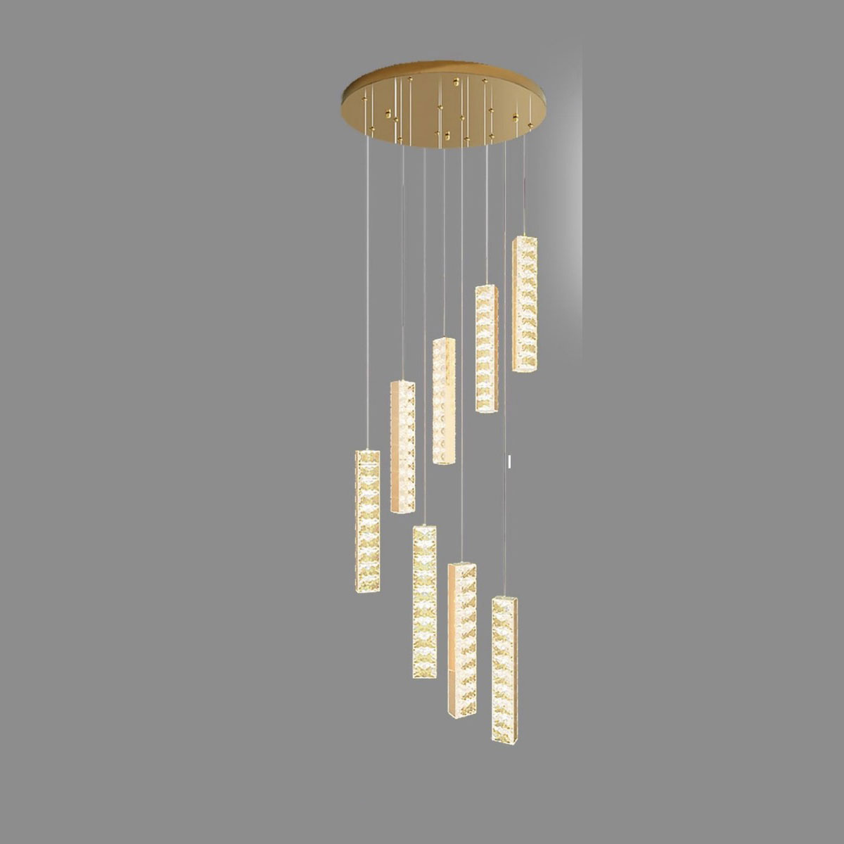 Đèn Thả 8 thanh pha lê dài 1,5m  TPL1002T8 Ø500xH1500