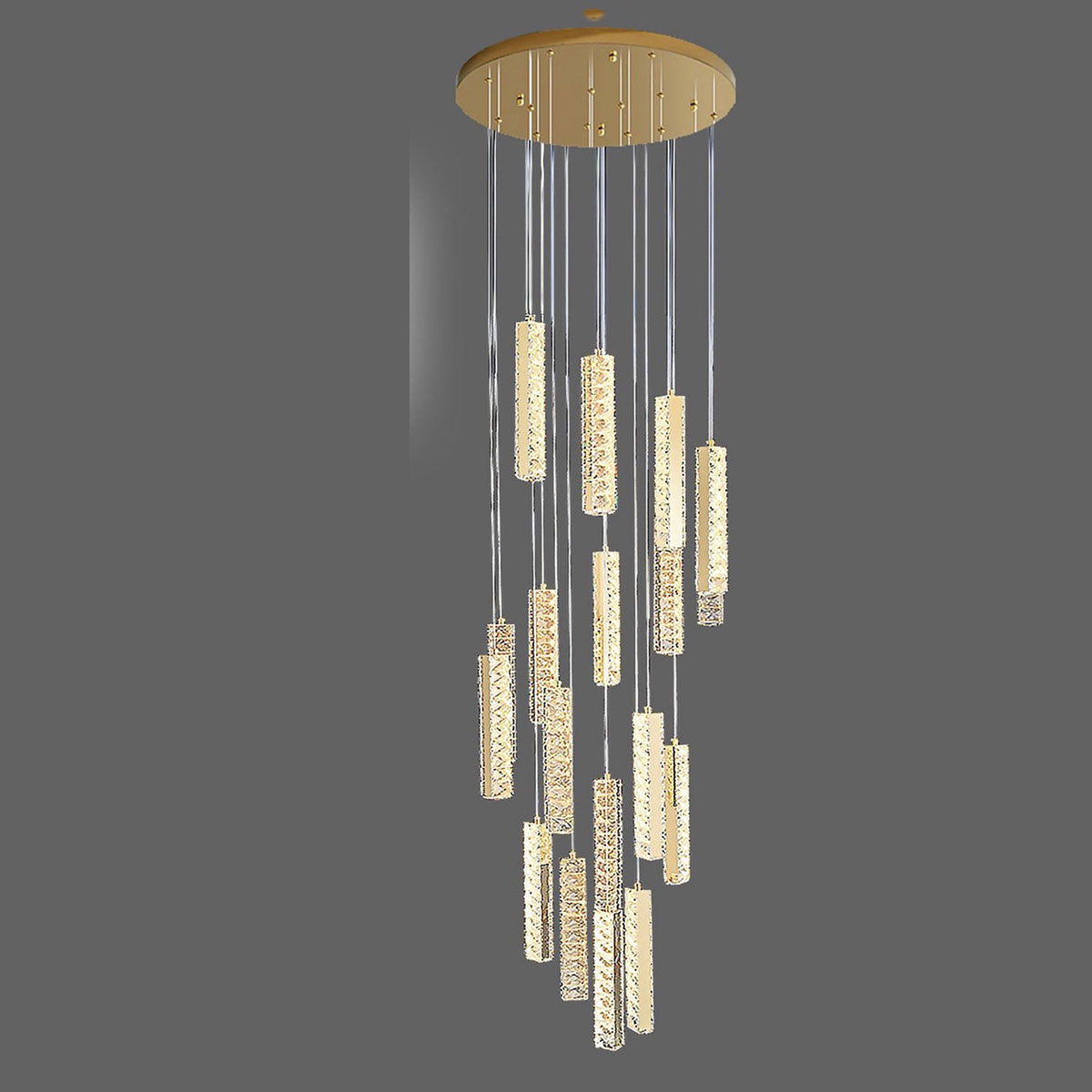 Đèn Thả 18 thanh pha lê dài 3 mét TPL1002T18 Ø700xH3000