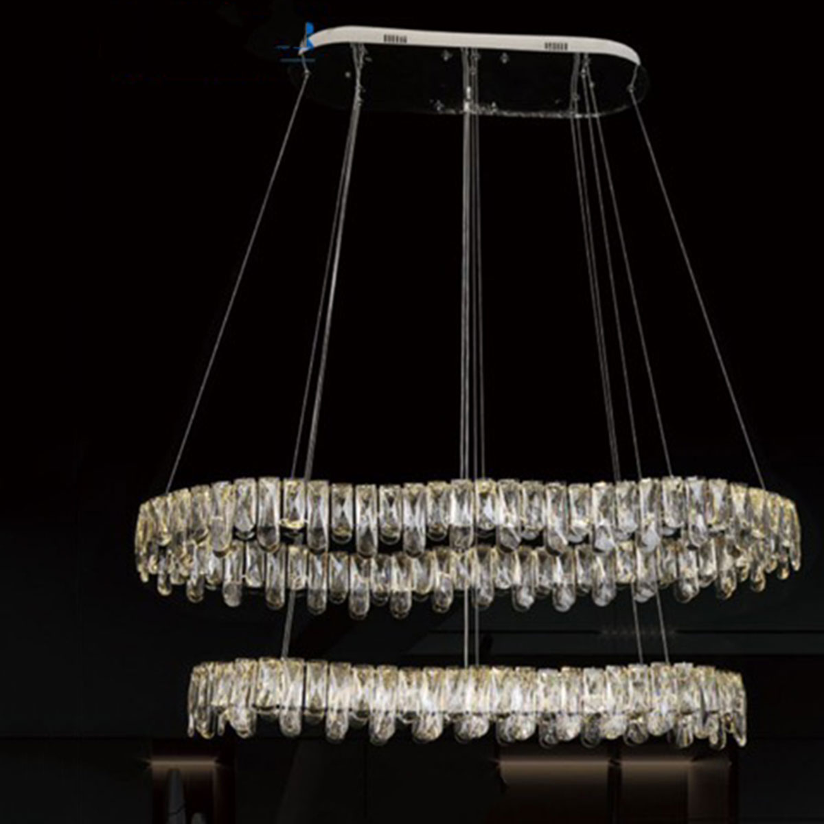 Đèn Thả Pha Lê ngang 2 tầng KP9 903 1010x420