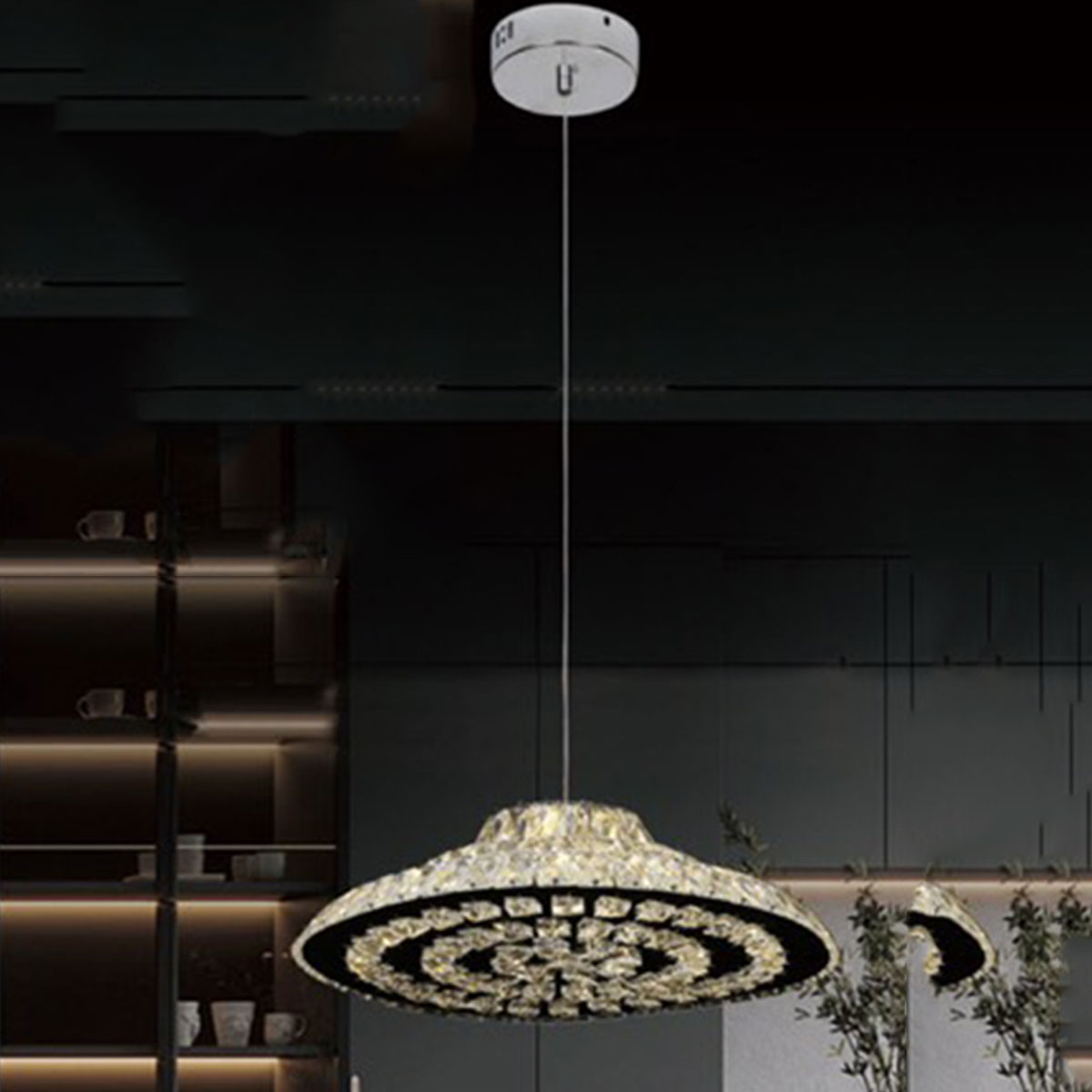 Đèn Thả chụp nón tròn pha lê KP9 909 Ø400