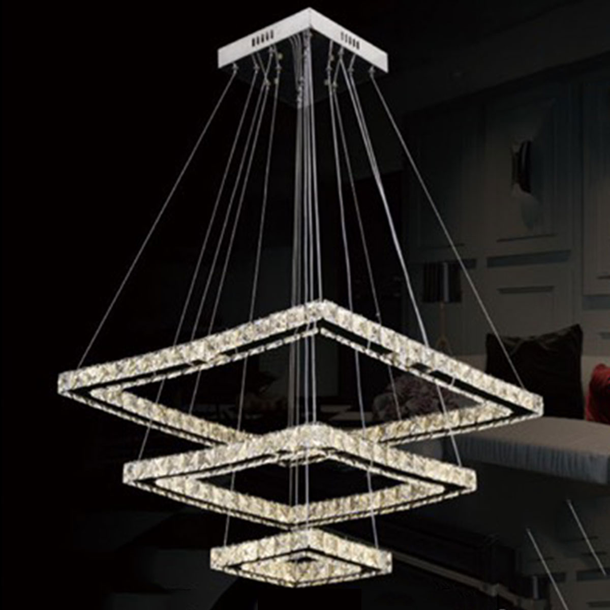 Đèn Thả Pha Lê 3 hình vuông KP9 911-3 550x550