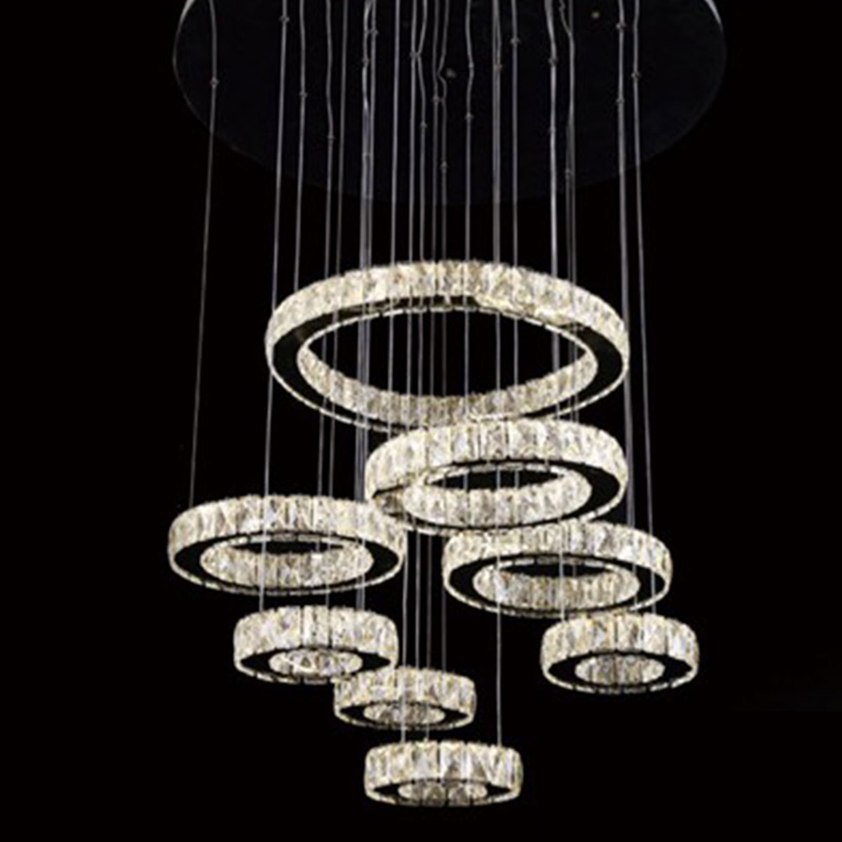 Đèn Thả Pha Lê 8 vòng tròn KP9 910-8 Ø880