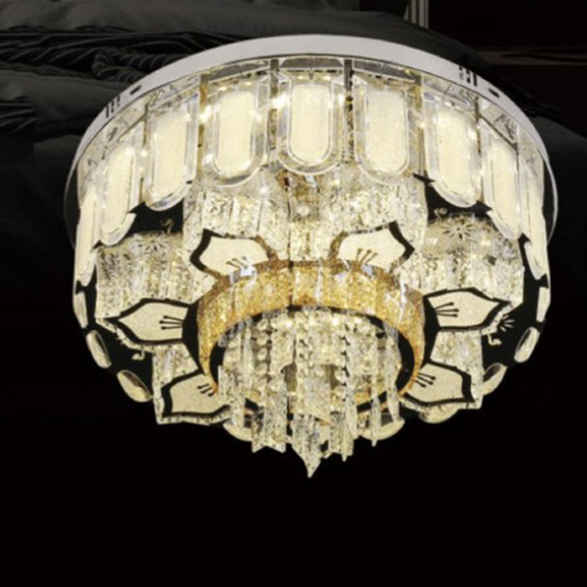 Đèn pha lê tròn gắn sát trần KP22B 90008/600 Ø600