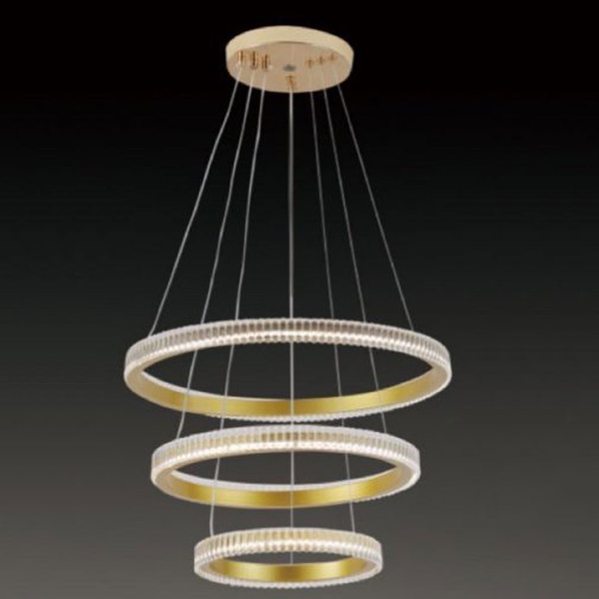 Đèn Thả 3 vòng led thân xi vàng 5041-3 Ø280-400-600