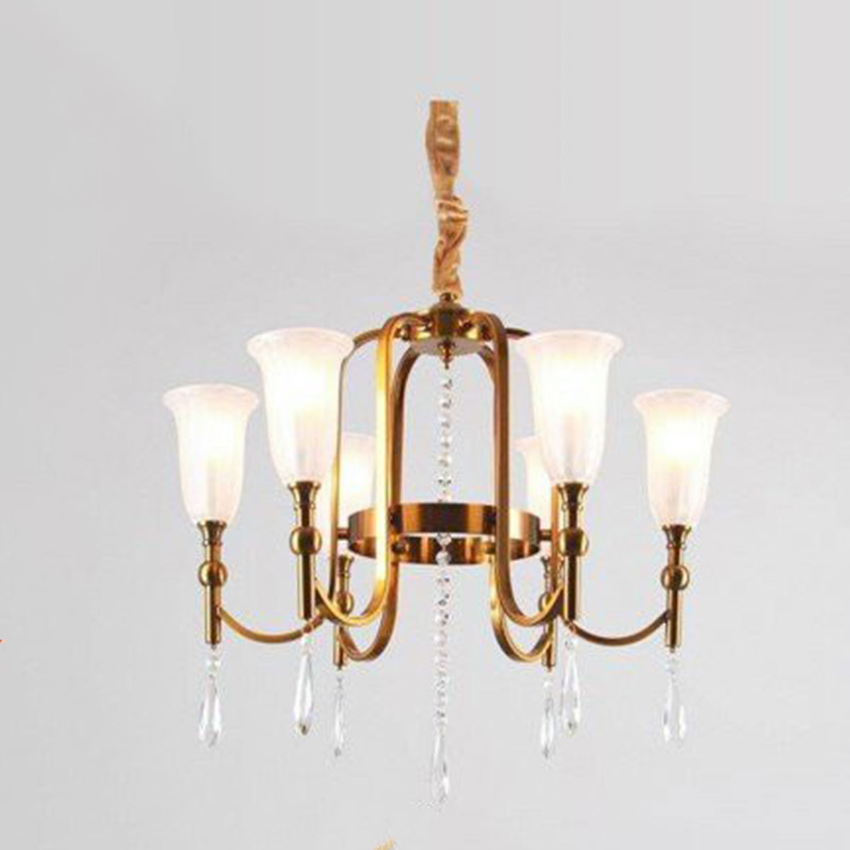 Đèn Chùm pha lê 6 chụp thuỷ tinh DC143T6 Ø550xH550