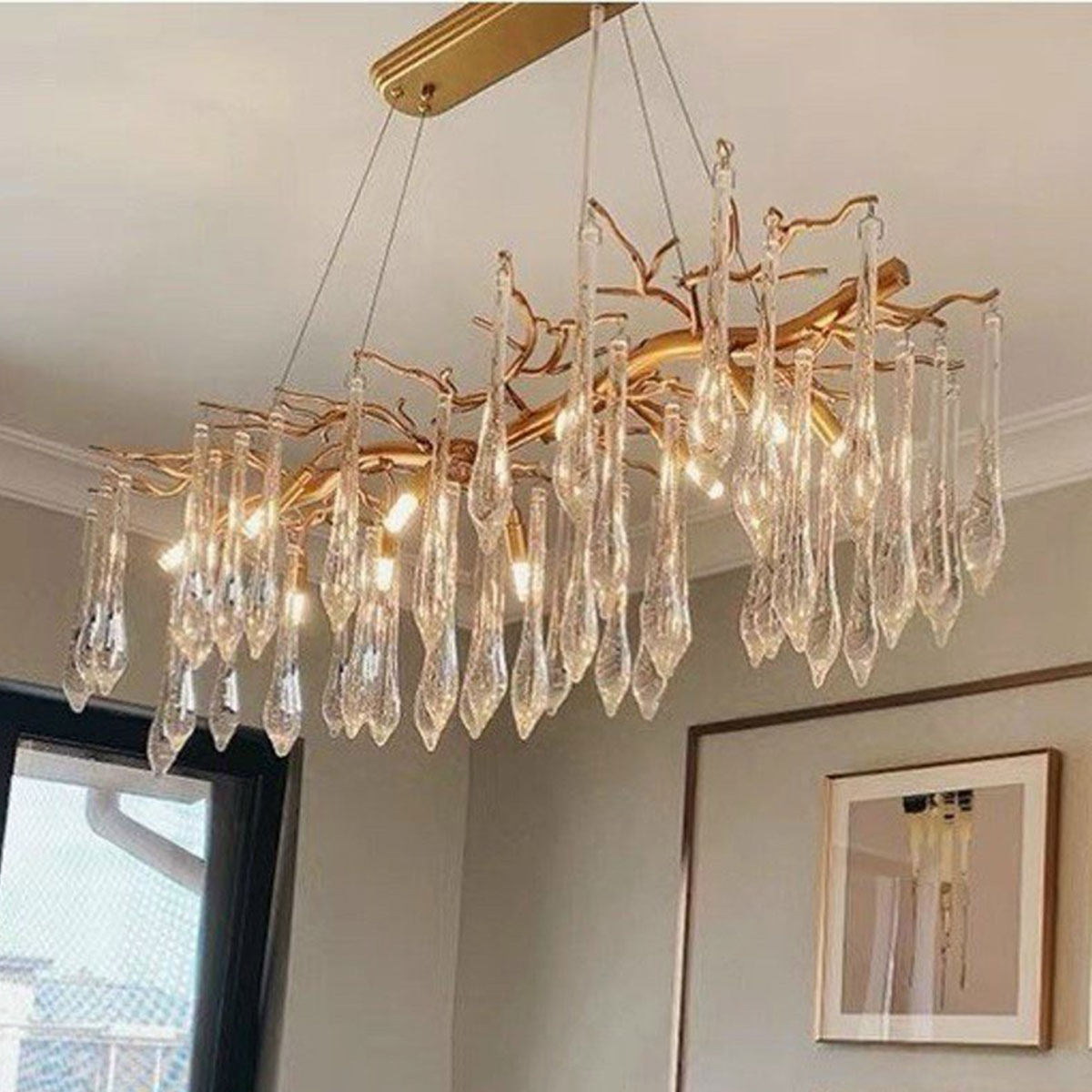 Đèn Thả Pha Lê ngang hình giọt nước dài 100cm TPL09N1000