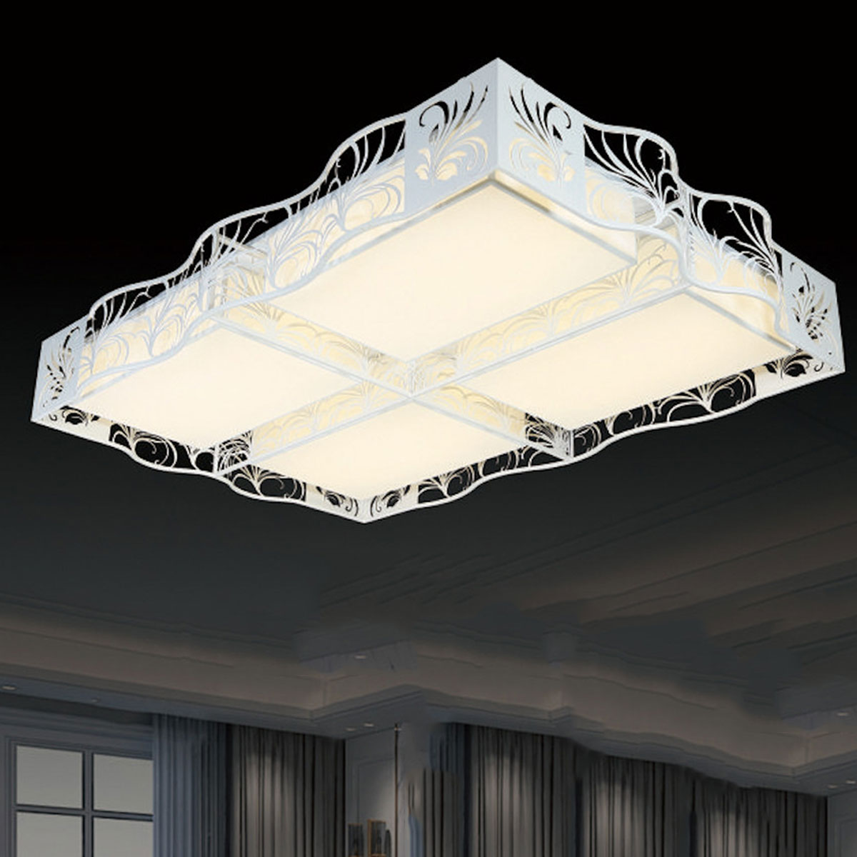 Đèn áp trần LED hình chữ nhật có hoa văn 1105L/L 1080x700xH150