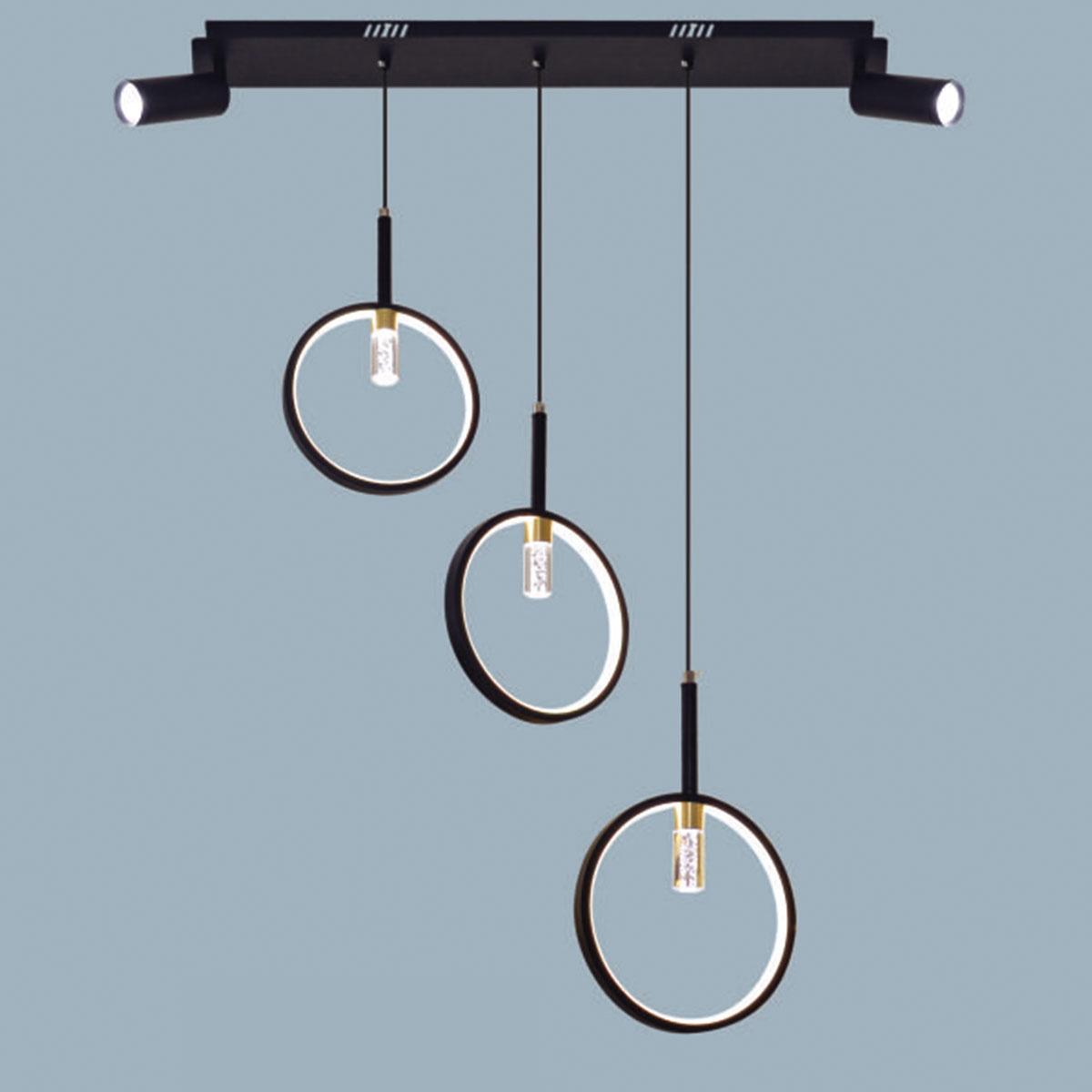 Đèn thả ngang màu đen 3 vòng tròn led TL 6535/3 L800xH1000