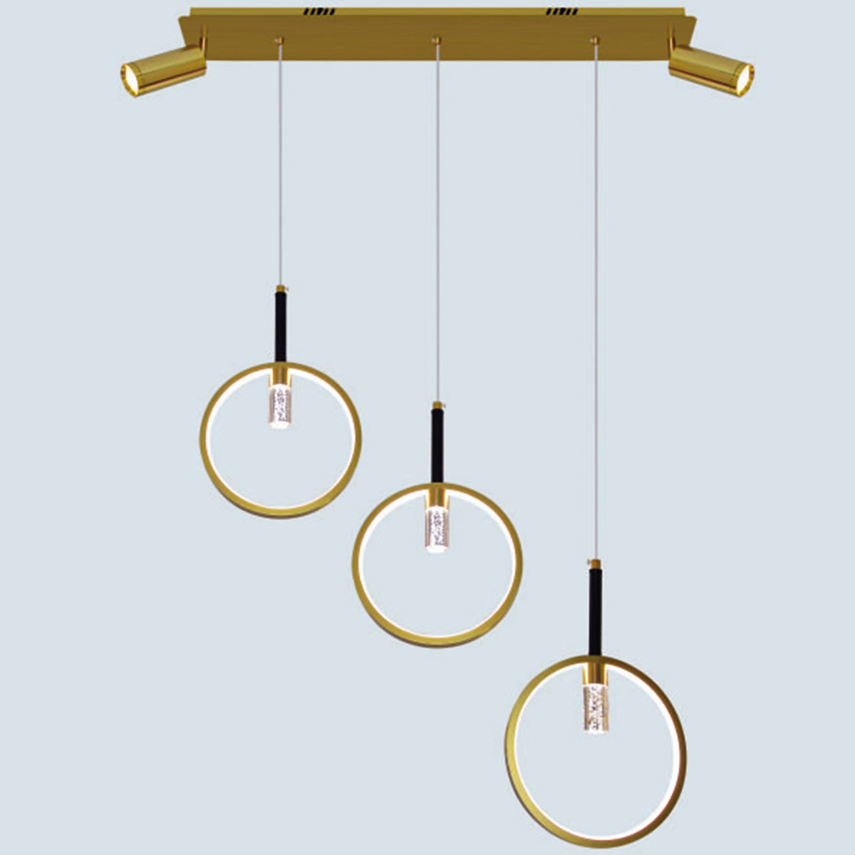 Đèn Thả ngang màu vàng đồng 3 vòng tròn led TL 6536/3 L800xH1000