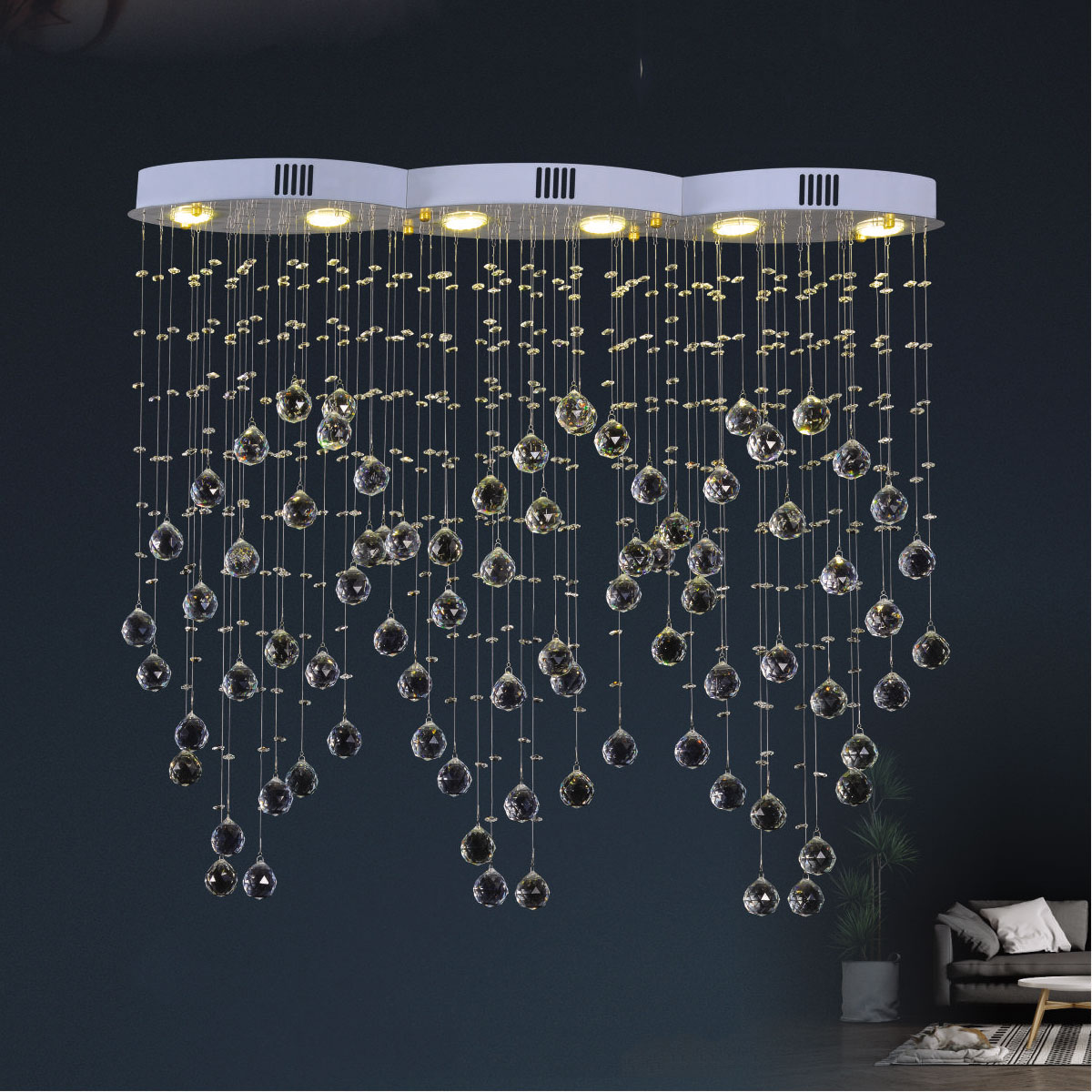 Đèn Thả Pha Lê cho bàn hình chữ nhật HP22 TL 1604 L1000x200xH800