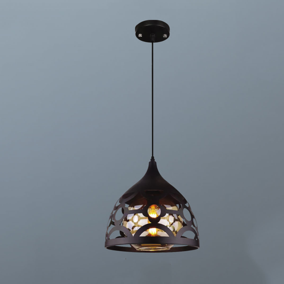 Đèn Thả Bàn Ăn đơn lồng sắt TQ 6906 Ø330xH1200