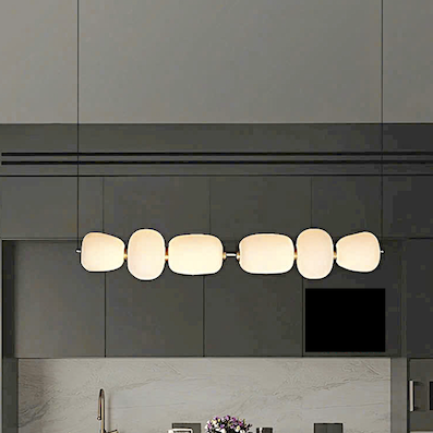 Đèn Thả ngang dài 1,2 mét 6 quả cầu thuỷ tinh trắng đục THD201