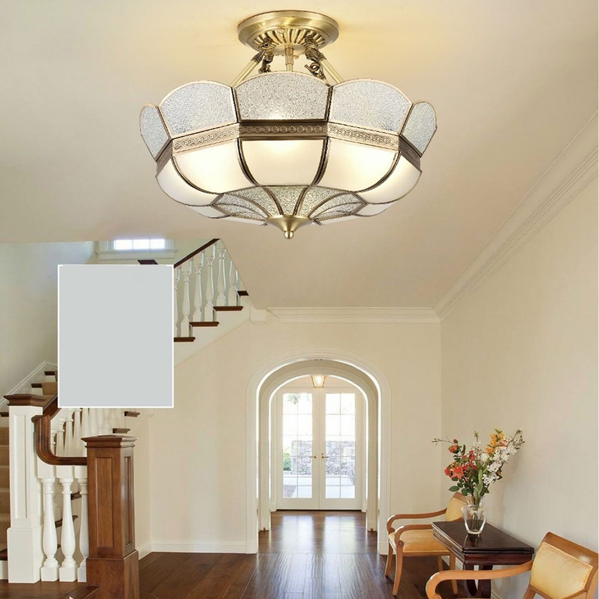 Đèn treo sát trần bằng đồng tân cổ điển đường kính 55cm OĐ 8126 Ø550