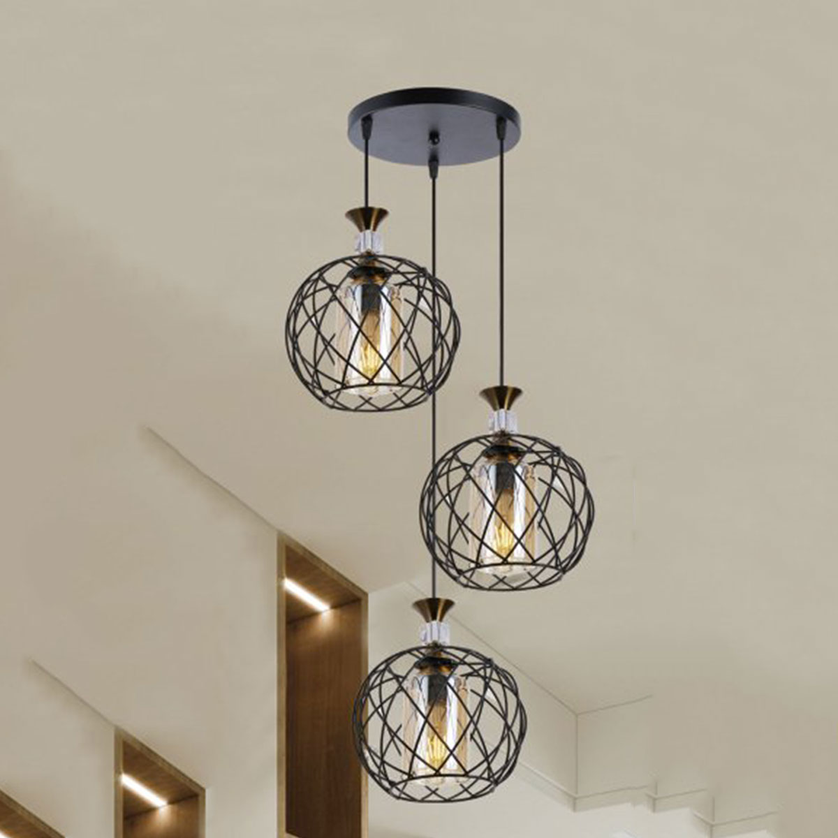 Đèn Thả Bàn Ăn TR23C DY4019/3 BK Ø400xH1000