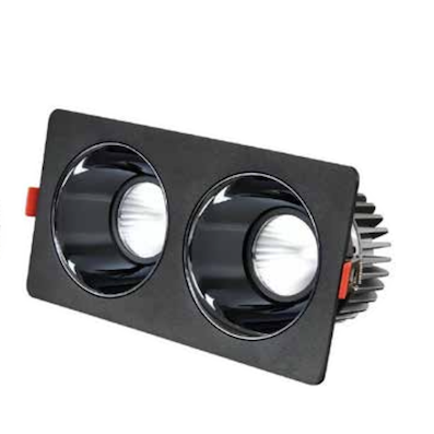 Đèn Downlight Âm Trần đôi thân đen Led COB chống chói 2x7W, ánh sáng trắng, vàng