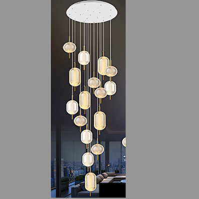 Đèn Thả led thông tầng 16 quả cầu pha lê nhiều kích cỡ TPL-8960/16 Ø750 x H3100