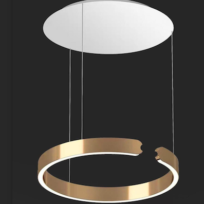 Đèn thả vòng tròn led màu đồng bị khuyết, tăng giảm độ cao, cảm ứng đèn  THD7070 Ø400