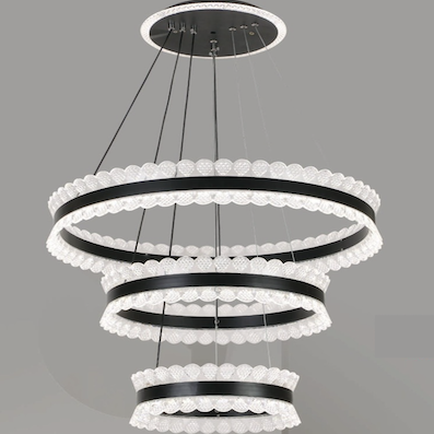 Đèn thả ngang 3 vòng tròn led cao cấp 3 chế độ màu HS2339 Ø300 -400-600mm