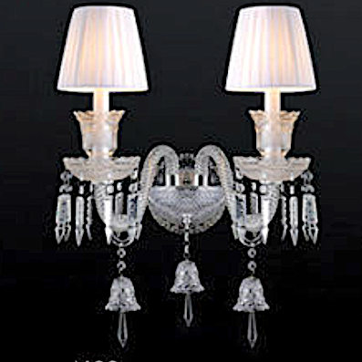 Đèn gắn tường Pha Lê 2 chụp vải trắng có 3 chuông VN 5156/2