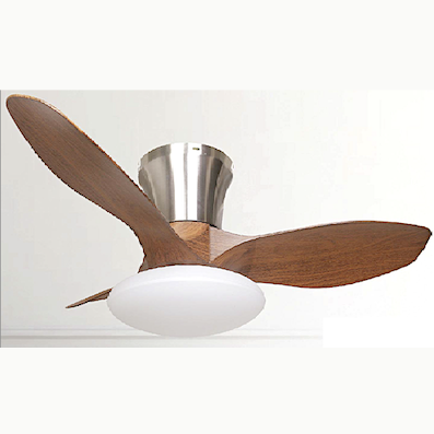 Quạt gắn sát trần 3 cánh nhựa màu gỗ có đèn led cho phòng diện tích nhỏ QVIFA-906