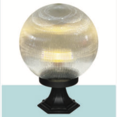 Đèn trụ cổng, trụ cột quả cầu nhựa tròn sọc trong đường kính Ø300mm
