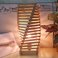 Đèn để bàn gỗ xoắn nghệ thuật cao 40cm HH DBG-1507