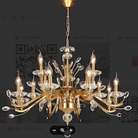 Đèn chùm pha lê 2 tầng 15 ngọn nến thân xi đồng đường kính 95cm CNQT-4363/10+5