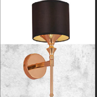 Đèn gắn tường thân vàng đồng, chụp vải đen cao 36cm VL-4812