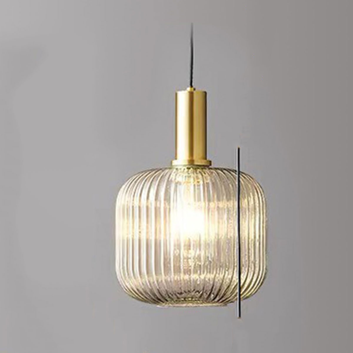 Đèn Thả đơn thuỷ tinh sọc màu vàng trà đường kính 20cm  ĐT-RH001/A