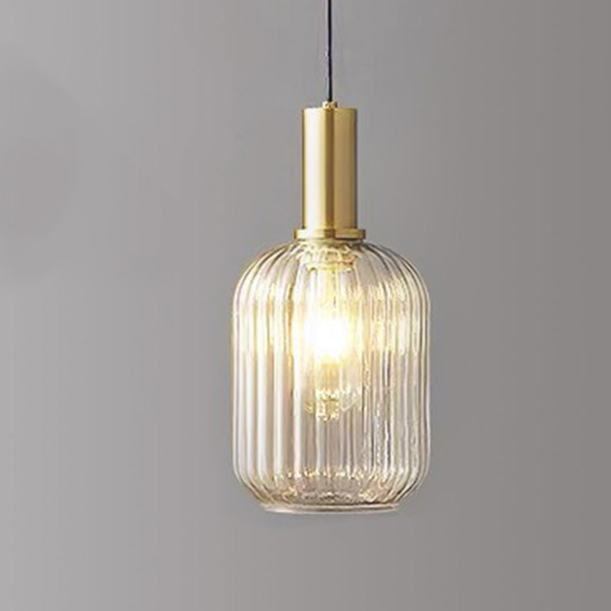 Đèn Thả đơn lồng thủy tinh có sọc màu trà ĐT-RH001/B