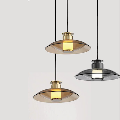 Đèn Thả chụp tròn thuỷ tinh màu trà, màu khói đường kính 30cm TL-2972