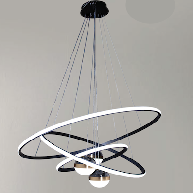 Đèn Treo 3 vòng tròn thân đen và 3 quả cầu sao trăng led 3 màu TH-8215-24