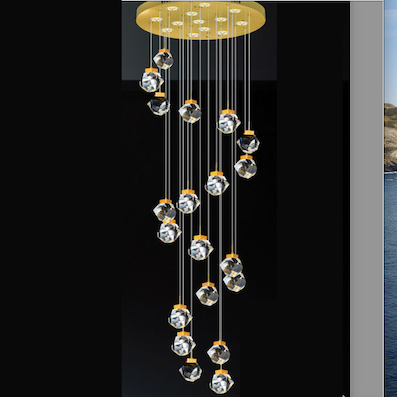 Đèn Thả thông tầng 20 viên pha lê kim cương dài 2 mét TL 6311/20 Ø600xH2000