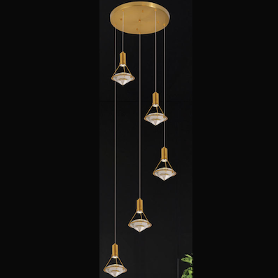 Đèn Thả 5 viên kim cương Led vàng, dài 2,5 mét  TL 6345/5 Ø450xH2500