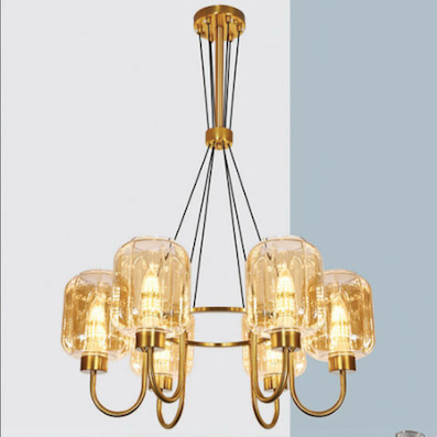 Đèn Chùm hiện đại 6 chụp thủy tinh trong TL 1632/6 Ø600xH1000