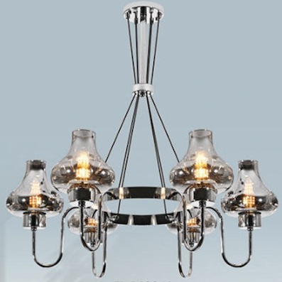 Đèn Chùm hiện đại 6 chụp thủy tinh như đèn dầu TL 1633/6 Ø600xH1000